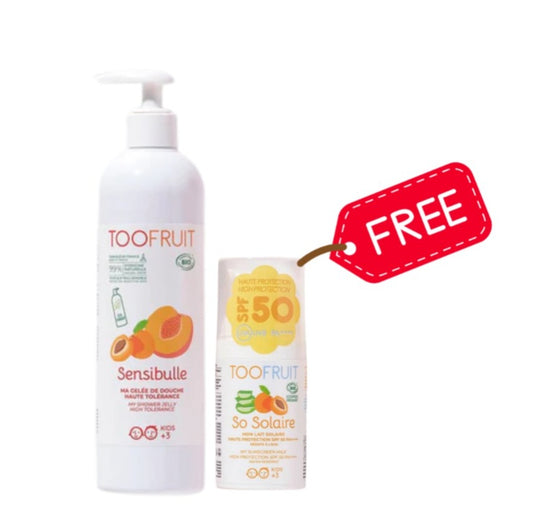 SHOWER GEL 400ML SENSIBULLE APRICOT PEACH TOOFRUIT ---- PROTECTOR SOLAR GRATIS